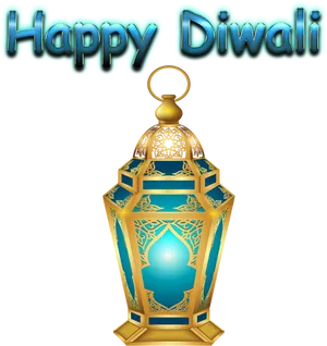 Happy Diwali Lantern Celebration PNG Image