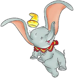 Happy Dumbo Flying Cartoon PNG Image