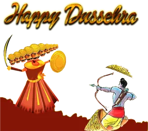 Happy Dussehra Celebration Illustration PNG Image