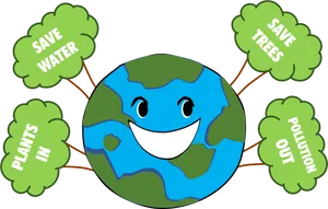 Happy Earth Green Cleaning Concept PNG Image