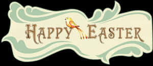 Happy Easter Bannerwith Bird PNG image with transparent background