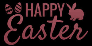 Happy Easter Glitter Text Bunny Eggs PNG image with transparent background