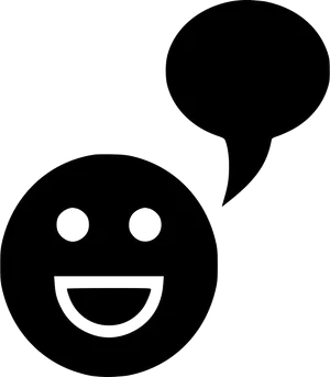 Happy Facewith Speech Bubble Outline PNG Image