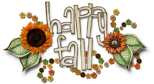 Happy Fall Greeting Design PNG Image