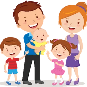 Happy Family Cartoon Illustration PNG Image