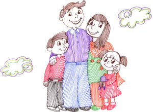 Happy Family Illustration PNG Image