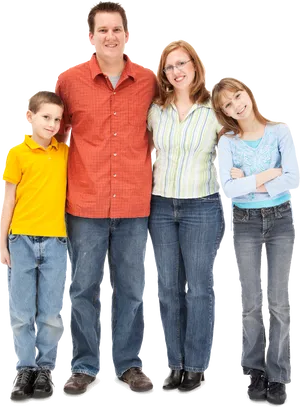 Happy Family Portrait Standing Together PNG Image