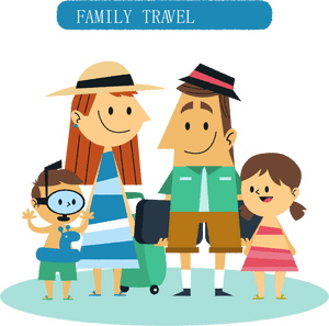 Package Travel Hotel Cartoon Home Design - Family Tourist Clipart, HD Png Download PNG with transparent background