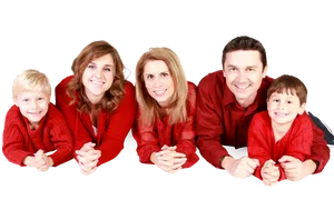 Happy Familyin Red Outfits PNG Image