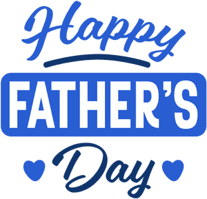 Happy Fathers Day Blue Text Graphic PNG image with transparent background