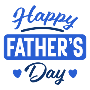 Happy Fathers Day Blue Text Graphic PNG image with transparent background