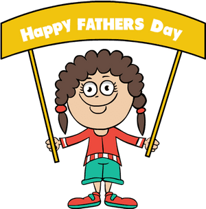 Happy Fathers Day Cartoon Banner PNG image with transparent background