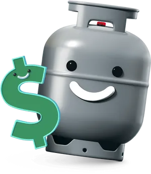 Happy Gas Cylinder With Dollar Sign PNG Image