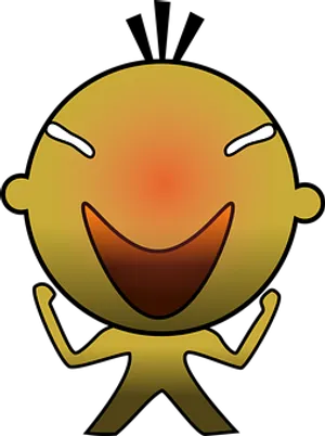 Happy Golden Cartoon Figure PNG Image