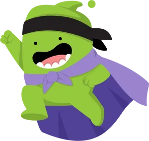 Happy Green Monster Cartoon Character PNG Image