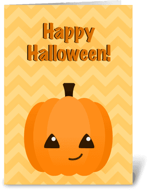 Happy Halloween Chevron Pattern Pumpkin Card PNG image with transparent background