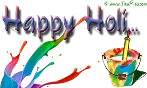 Happy Holi Celebration Colors PNG Image