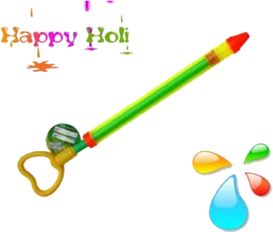 Happy Holi Celebration Pichkari Water Gun PNG Image