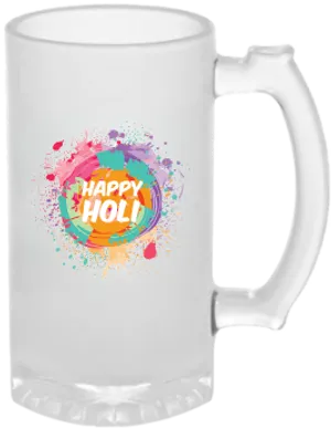 Happy Holi Festival Colorful Beer Mug PNG Image