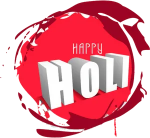 Happy Holi3 D Text Celebration PNG Image