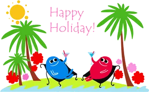 Happy Holiday Beach Celebration PNG Image