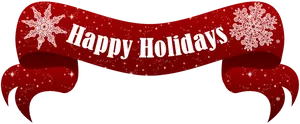 Happy Holidays Banner Red Snowflakes PNG Image