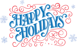 Happy Holidays Calligraphy Snowflakes PNG Image