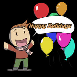 Happy Holidays Cartoon Character Balloons PNG image with transparent background