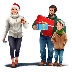 Happy Holidays Family Illustration PNG qgq4 PNG image with transparent background