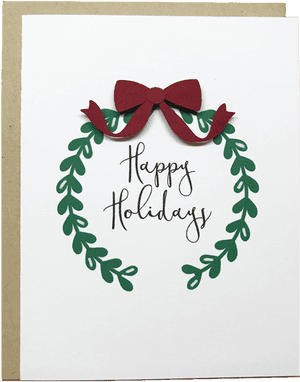 Happy Holidays Wreath - Happy Holiday Card Drawing PNG image with transparent background