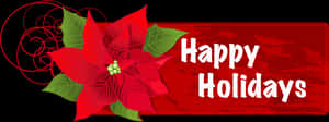 Happy Holidays Poinsettia Banner PNG image with transparent background