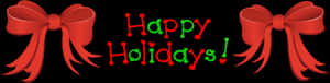 Happy Holidays Red Bows Greeting PNG image with transparent background