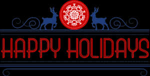 Happy Holidays Reindeer Snowflake Banner PNG image with transparent background