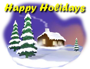Happy Holidays Winter Scene PNG Image