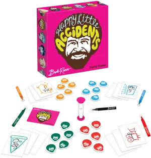 Happy Little Accidents Party Game Bob Ross PNG Image