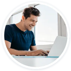 Happy Man Workingon Laptop PNG Image