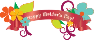 Happy Mothers Day Floral Banner PNG Image