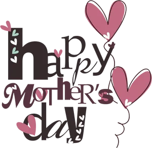 Happy Mothers Day Heartsand Letters PNG Image