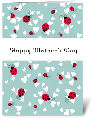 Happy Mothers Day Ladybug Heart Pattern PNG Image