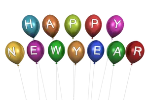 Happy New Year Balloons Celebration PNG Image