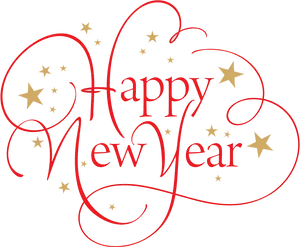 Happy New Year Elegant Script PNG Image