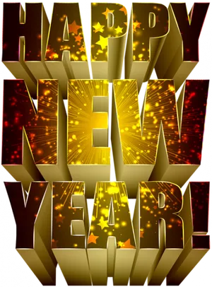 Happy New Year Golden Sparkle Celebration PNG Image