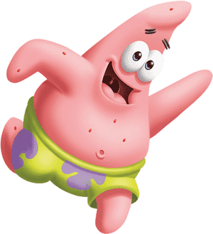 Happy Patrick Star Jumping PNG image with transparent background