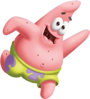 Happy Patrick Star Jumping PNG Image