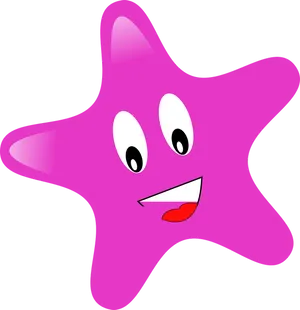 Happy Pink Star Cartoon Character PNG Image