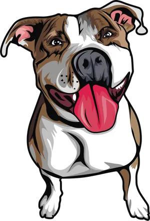 Happy Pitbull Cartoon Illustration PNG Image