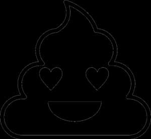 Smiling With Heart Eyes Poop Emoji Rubber Stamp - Poop Emoji Clipart Black And White PNG