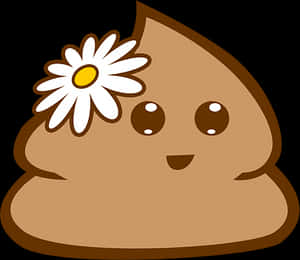 Happy Poop Emoji With Flower PNG image with transparent background