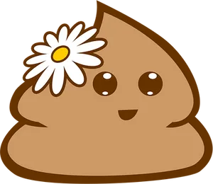 Happy Poop Emoji With Flower PNG Image