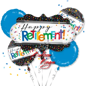 Happy Retirement Celebration Balloons PNG Image